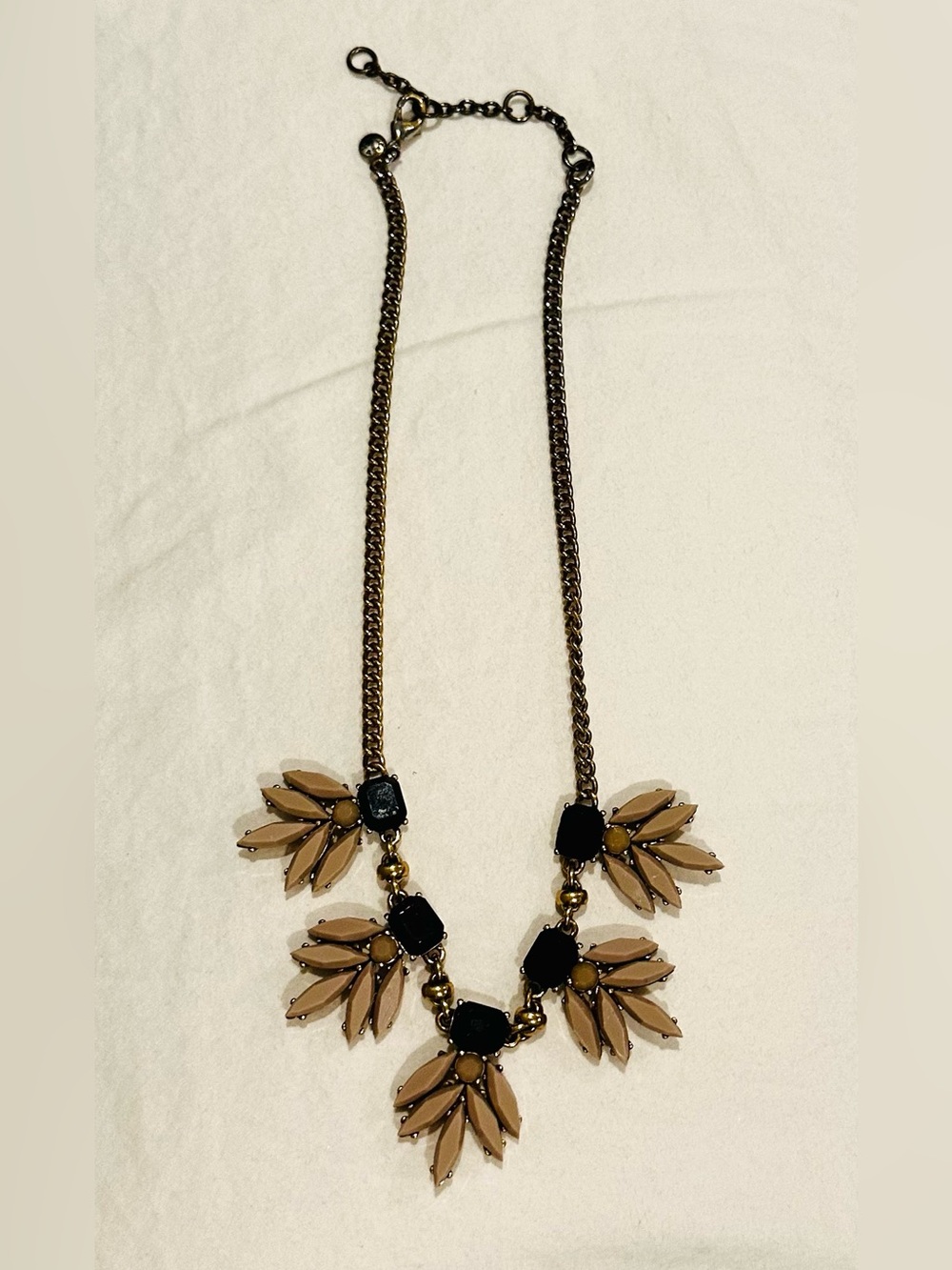 JCREW Statement Beige/Blush and Black Floral Bib Necklace